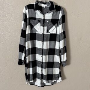 Maurice’s Women’s Super Soft Black Plaid Flannel Duster Cardigan XS